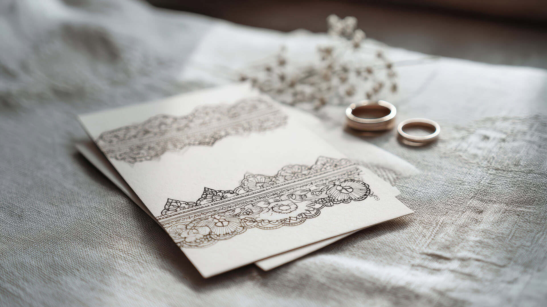 Classic Lace Wedding Invite Mockup Bridal Theme
