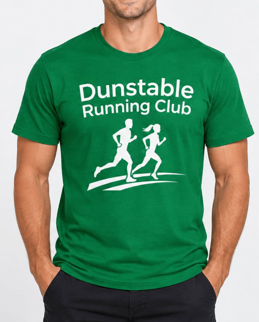 Green running club T-Shirt Illustrating custom printing by printers in Dunstable